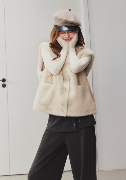 OTEBANBASS Ote260901 Relaxed Fit Eco-Fur Vest Jacket
