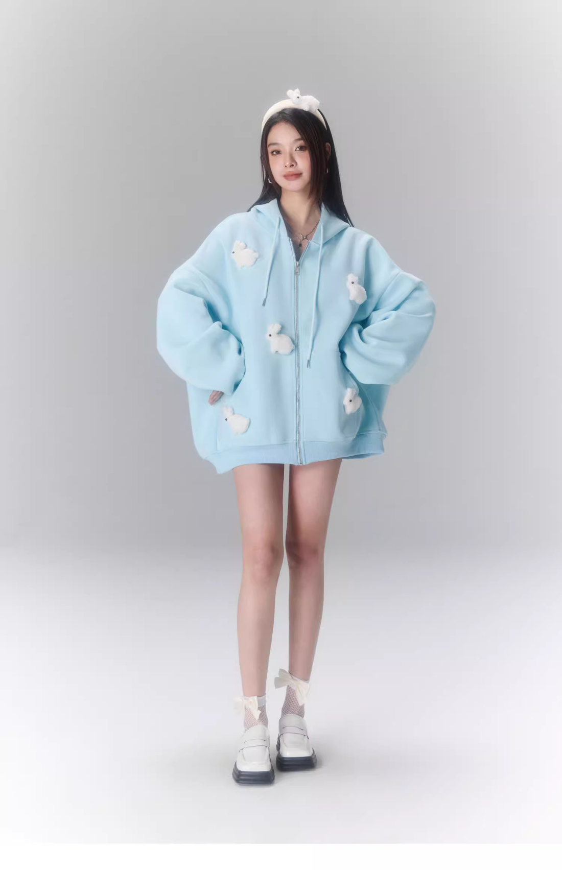 Cloud Season Mini Rabbit Hoodies Coat(2colro)