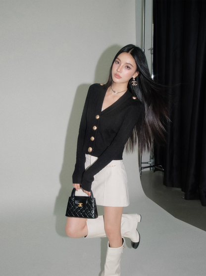 OLIVIA DUO DSY25352 V-neck Golden Button Cardigan