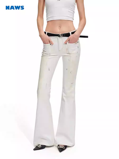 NAWS Polar Collection White Flared Jeans