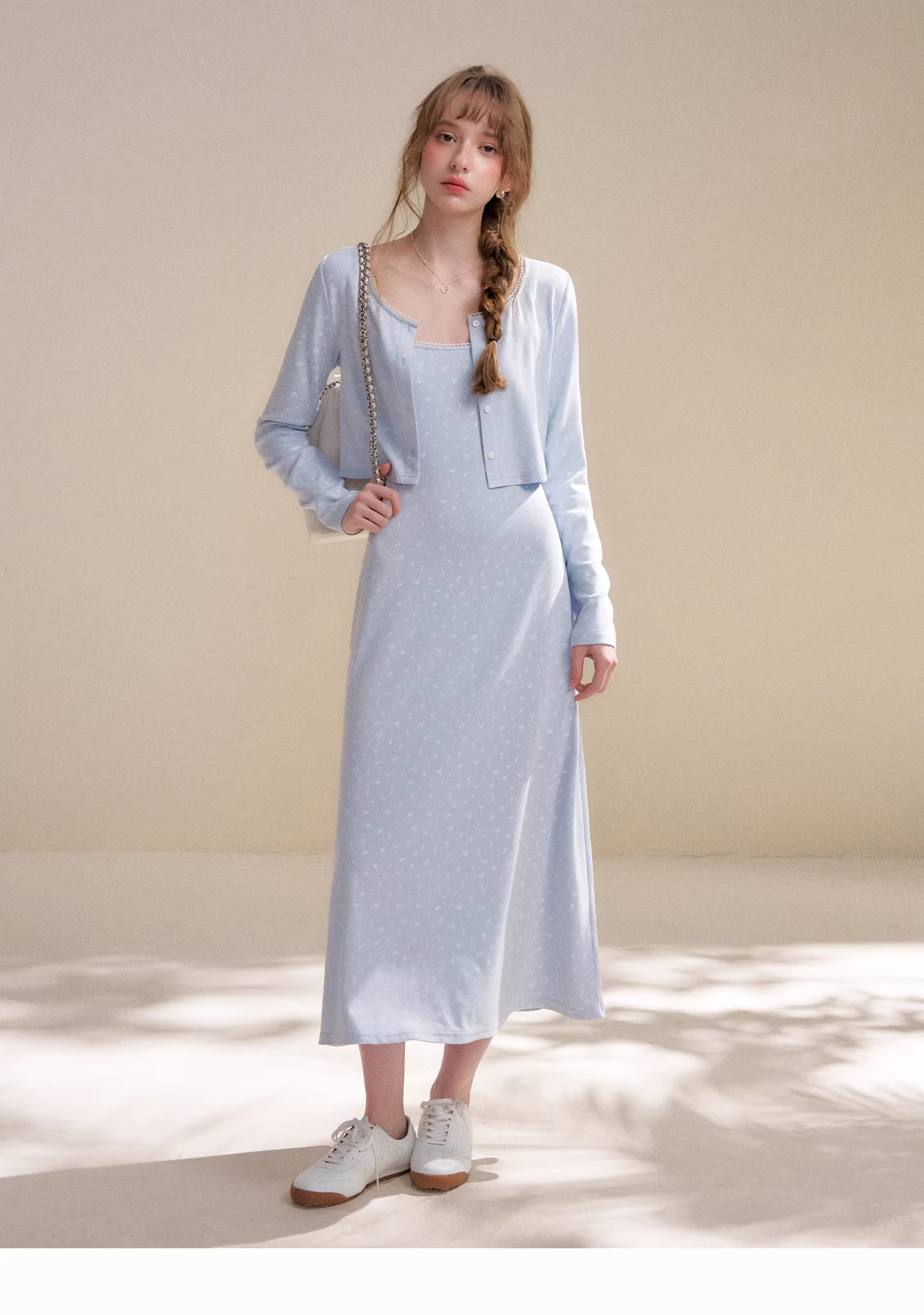 Kroche KZY2069&amp;KZY2070 Lace patchwork knit sweater + dress