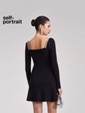 Self-Portrait BLACK KNIT DIAMANTE MINI DRESS