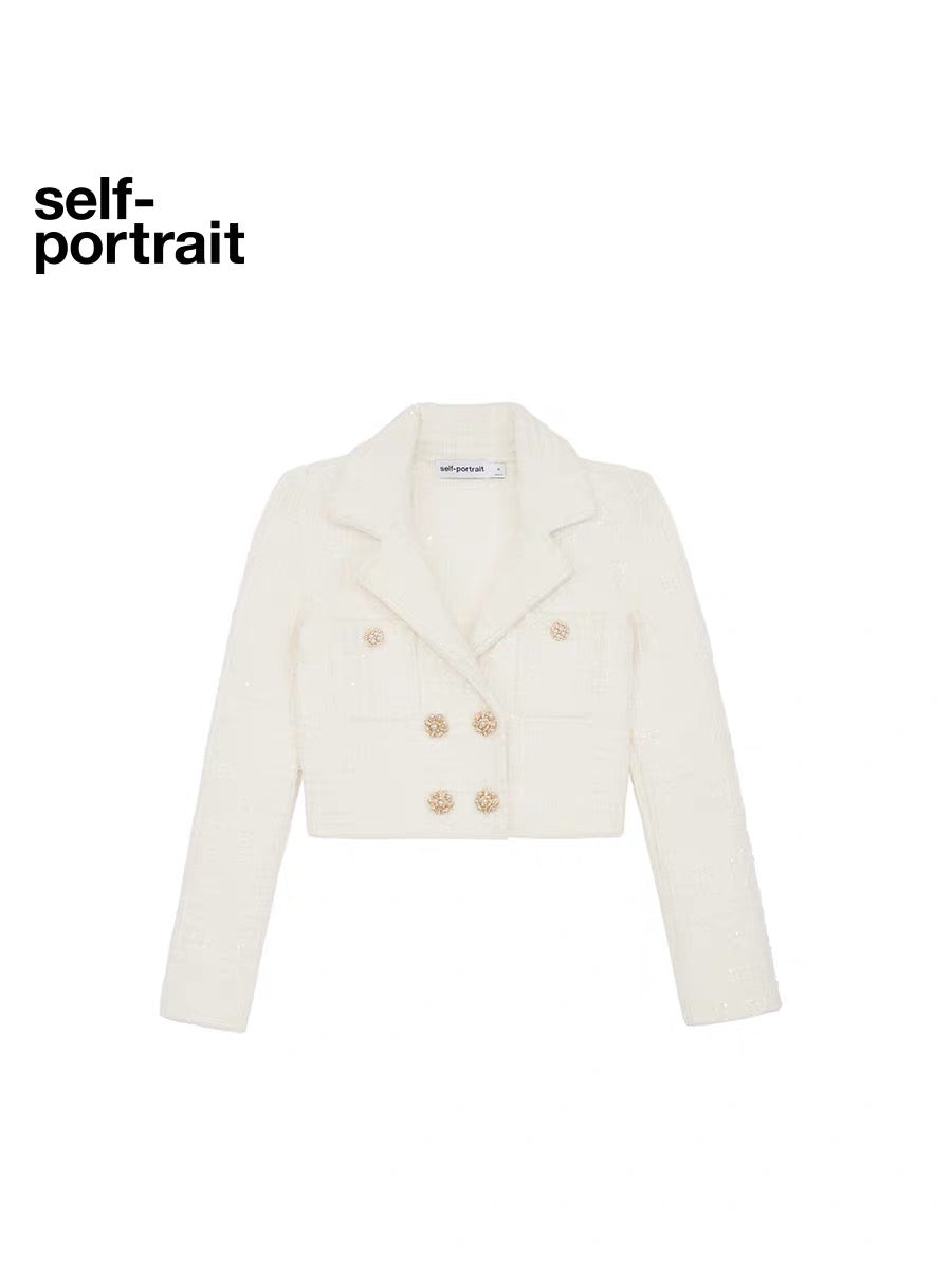 Self-Portrait WHITE BOUCLE JACKET