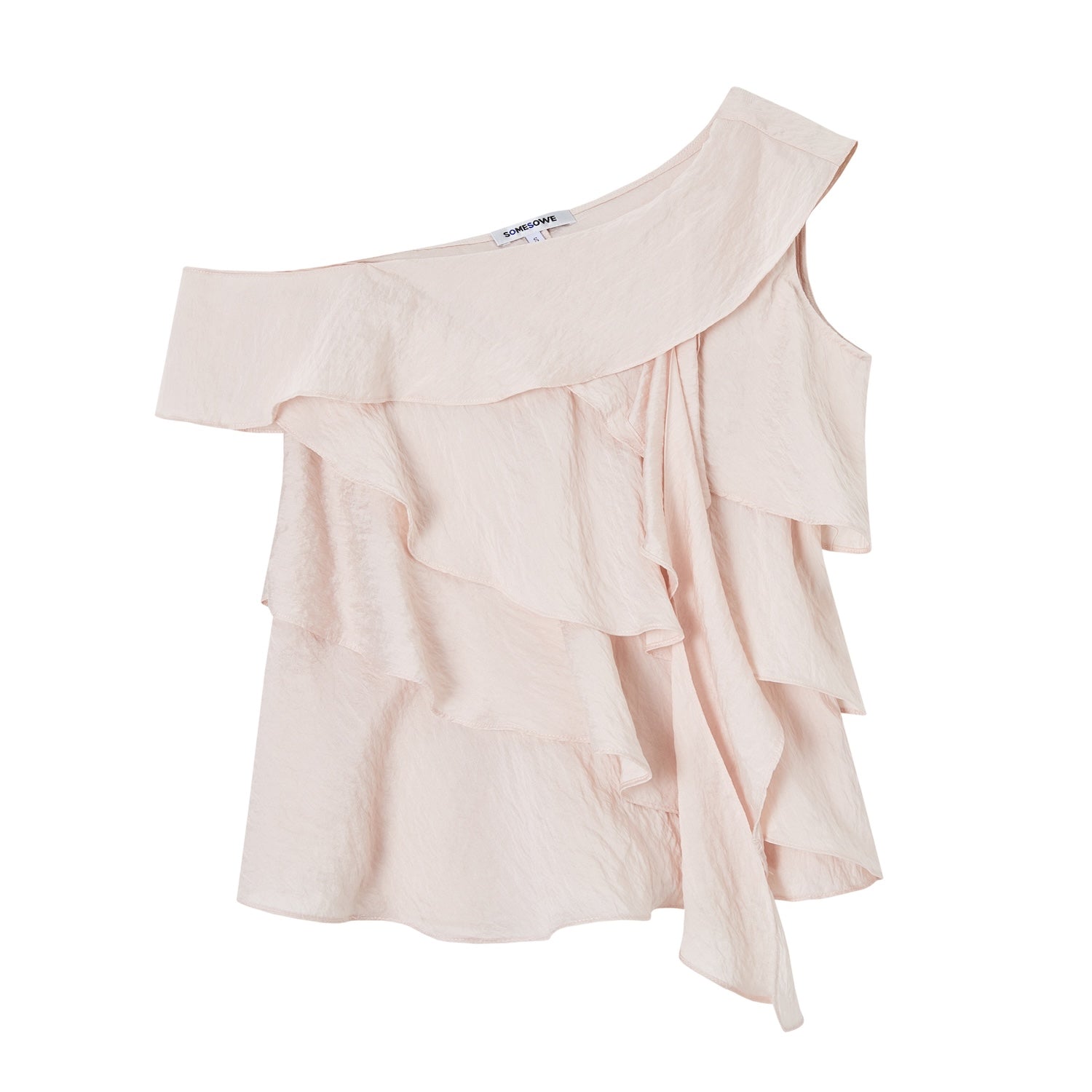SOMESOWE S2609109 Multi layered ruffle edge sloping shoulder top