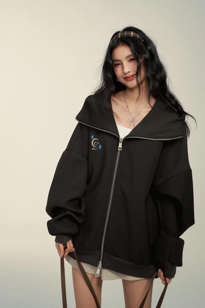 Chill Zoey Brown Zip-Up Hoodie Jacket