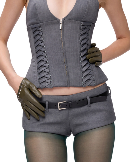 FANCì CLUB [Best Seller] Julia Halterneck Corset Top(3color)