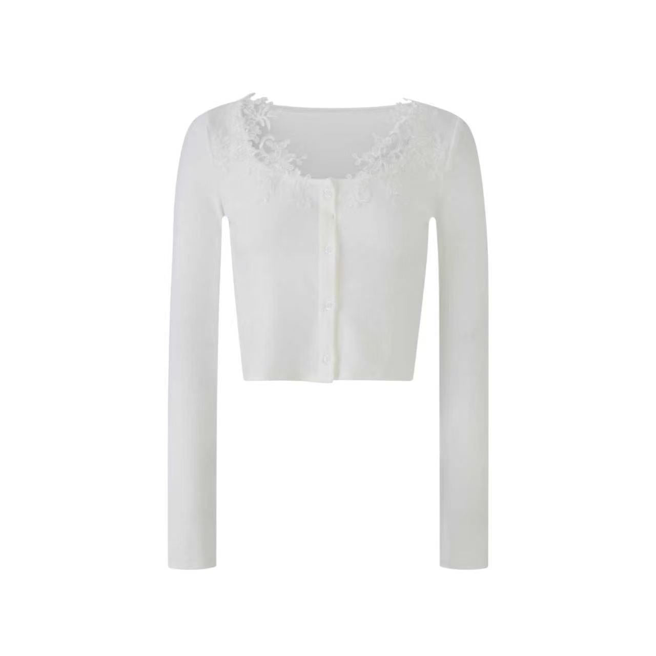 Lafreedom LAF360118&amp;LAF3601193 Lace slim strap camisole vest + knitted cardigan