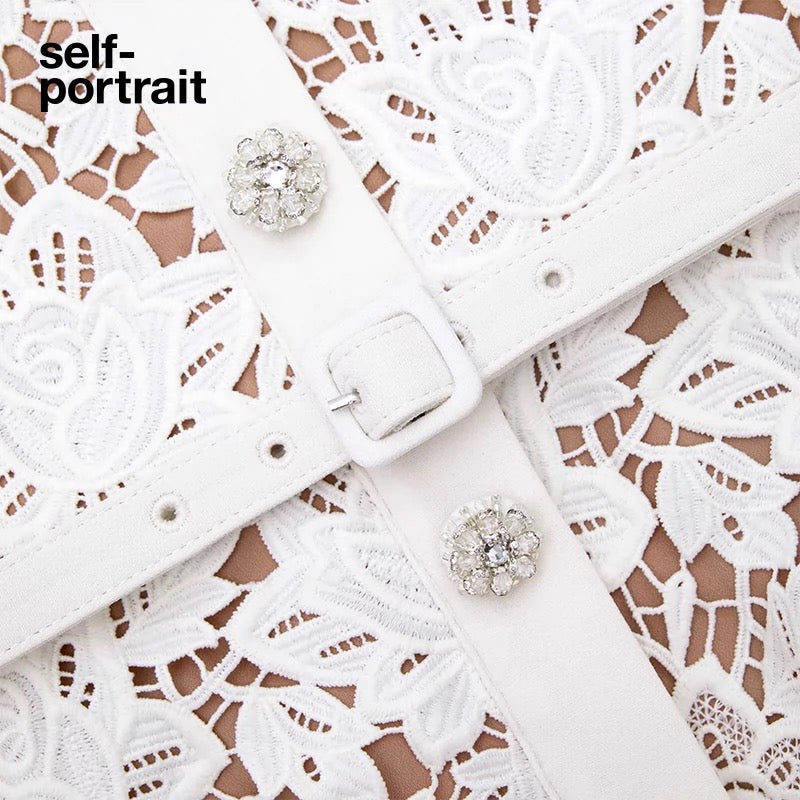 Self-Portrait WHITE LACE OPEN NECK MIDI DRESS – CHUUI_Collection Self-Portrait WHITE LACE OPEN NECK MIDI DRESS – CHUUI_Collection
