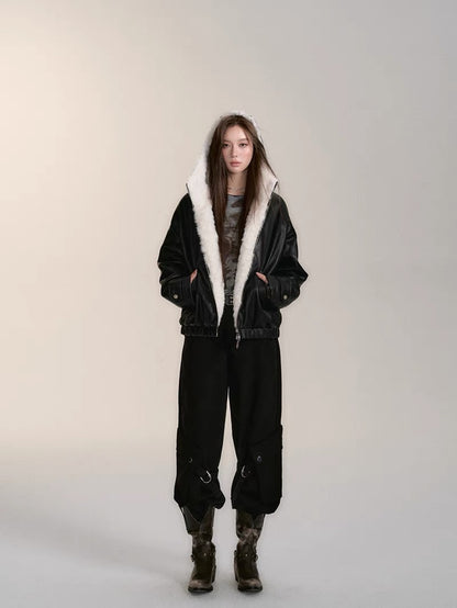 VIA PITTI V24DC121 Contrast Fur Coat(3color)