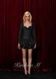 Kirakira.M Black tweed flower bud coat dress
