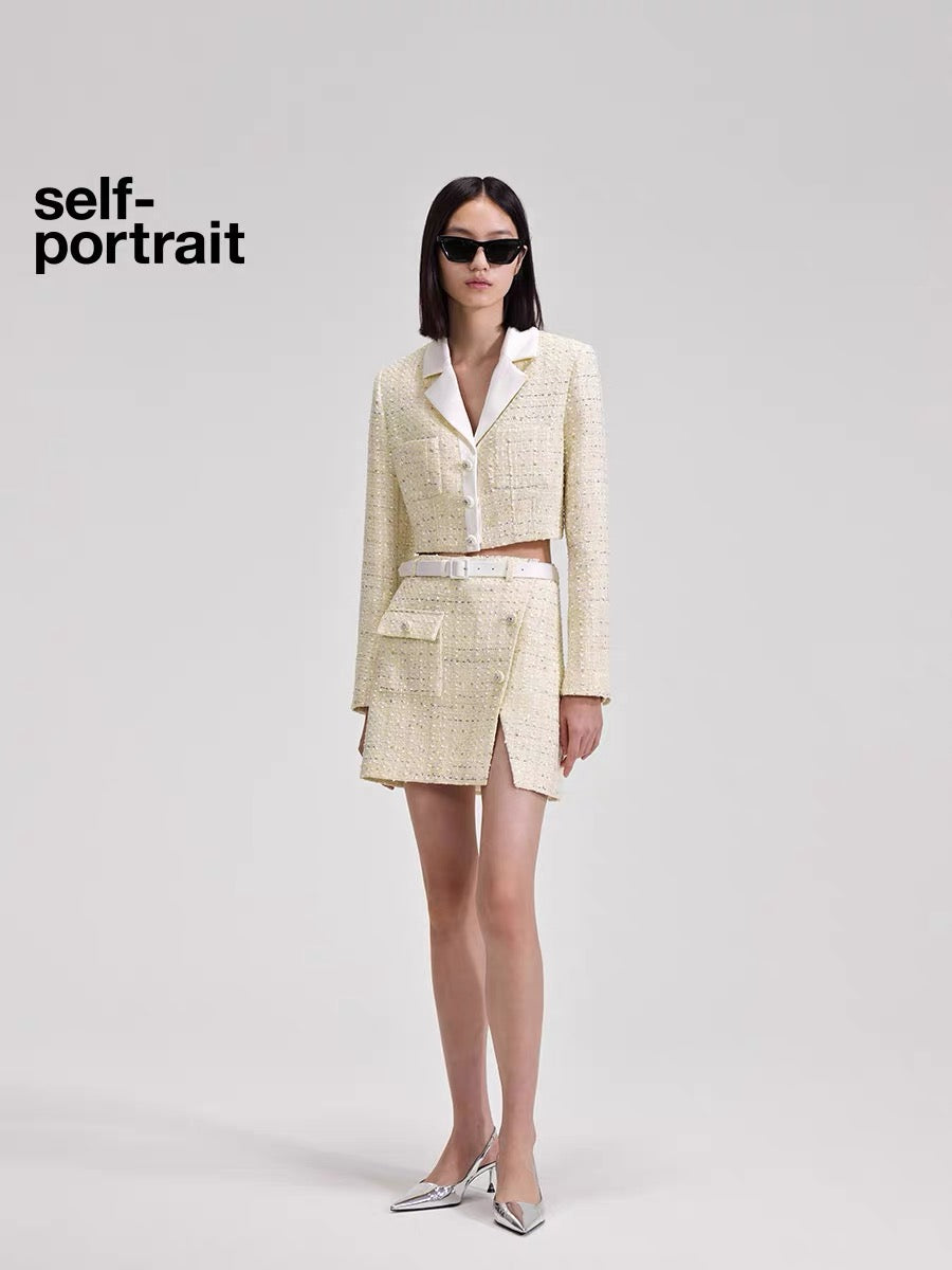 Self-Portrait YELLOW BOUCLE JACKET