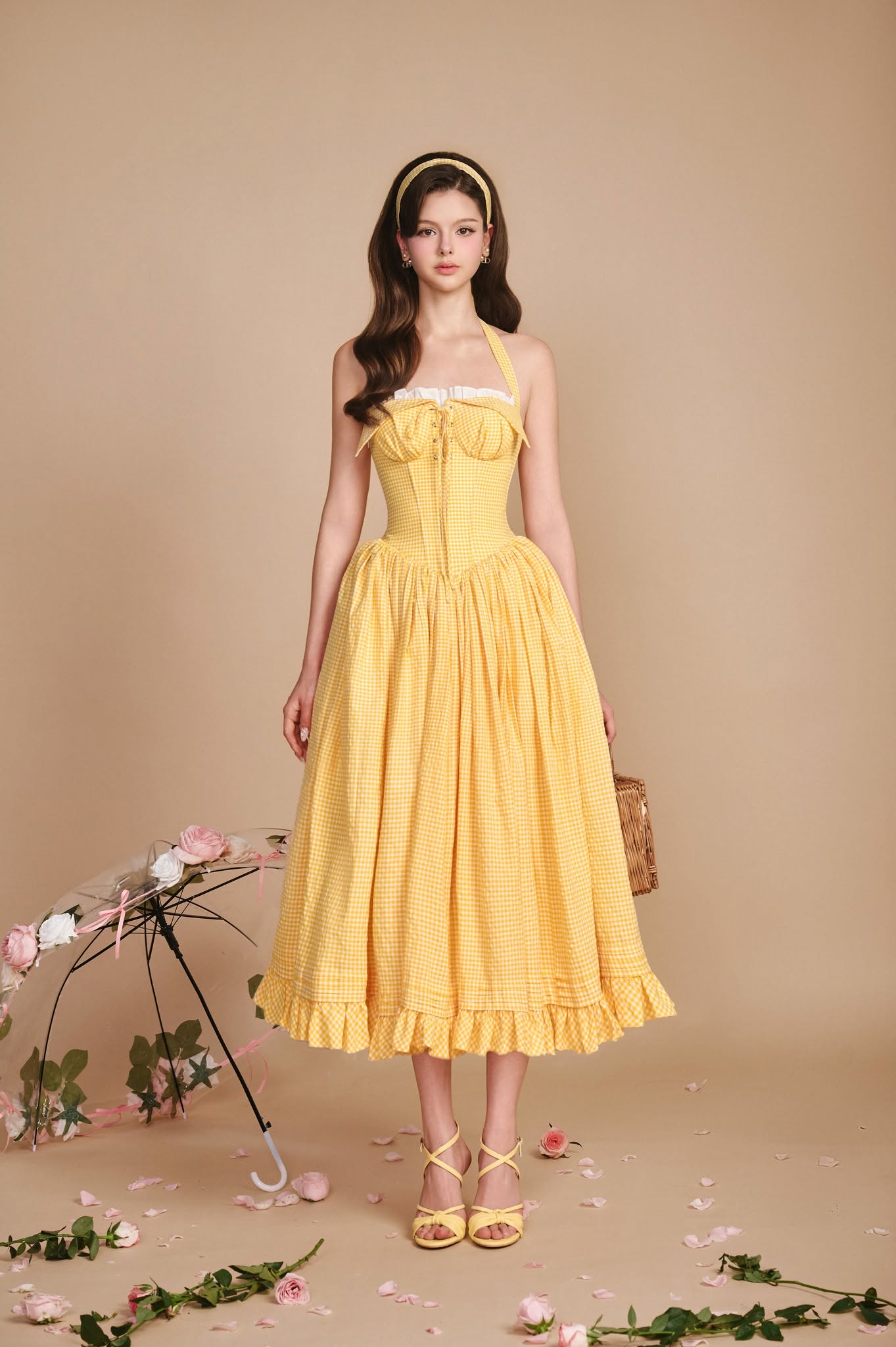 Sissy SECRET GARDEN CORSET DRESS - YELLOW