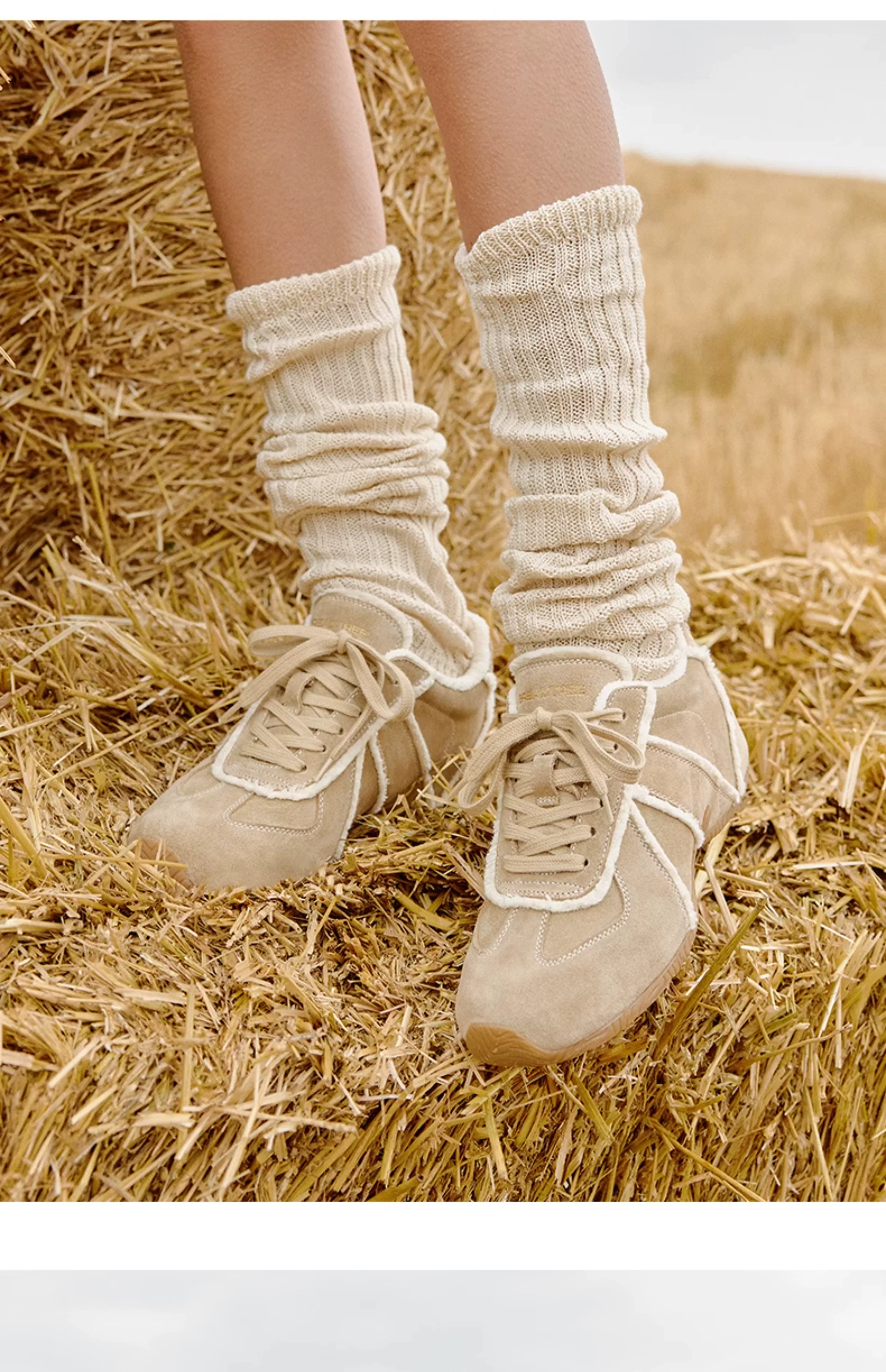 BREADTREE Fringe-Trim Platform German Trainer Sneaker(2color)