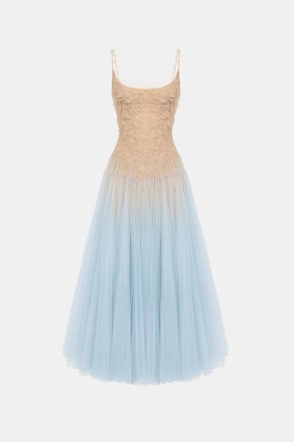 Montsand Blue Ombre Lace Midi Dress