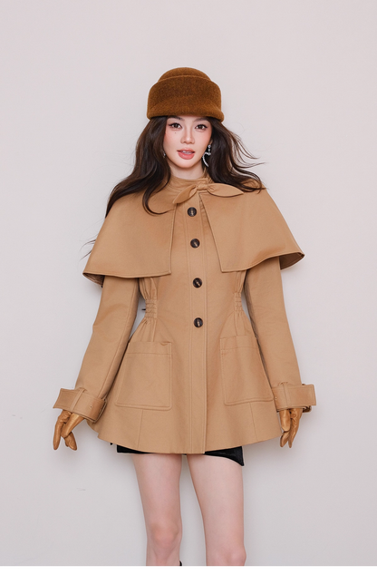 Maison Wester Khaki Trench Cape Coat