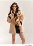 AsGony ASG31026 Short Fleece Coat - Apricot