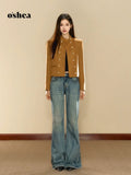 OShea Caramel Jacket & High Waist Jeans