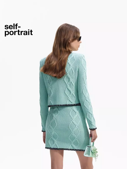 Self-Portrait Sale MINT GREEN  KNIT CARDIGAN