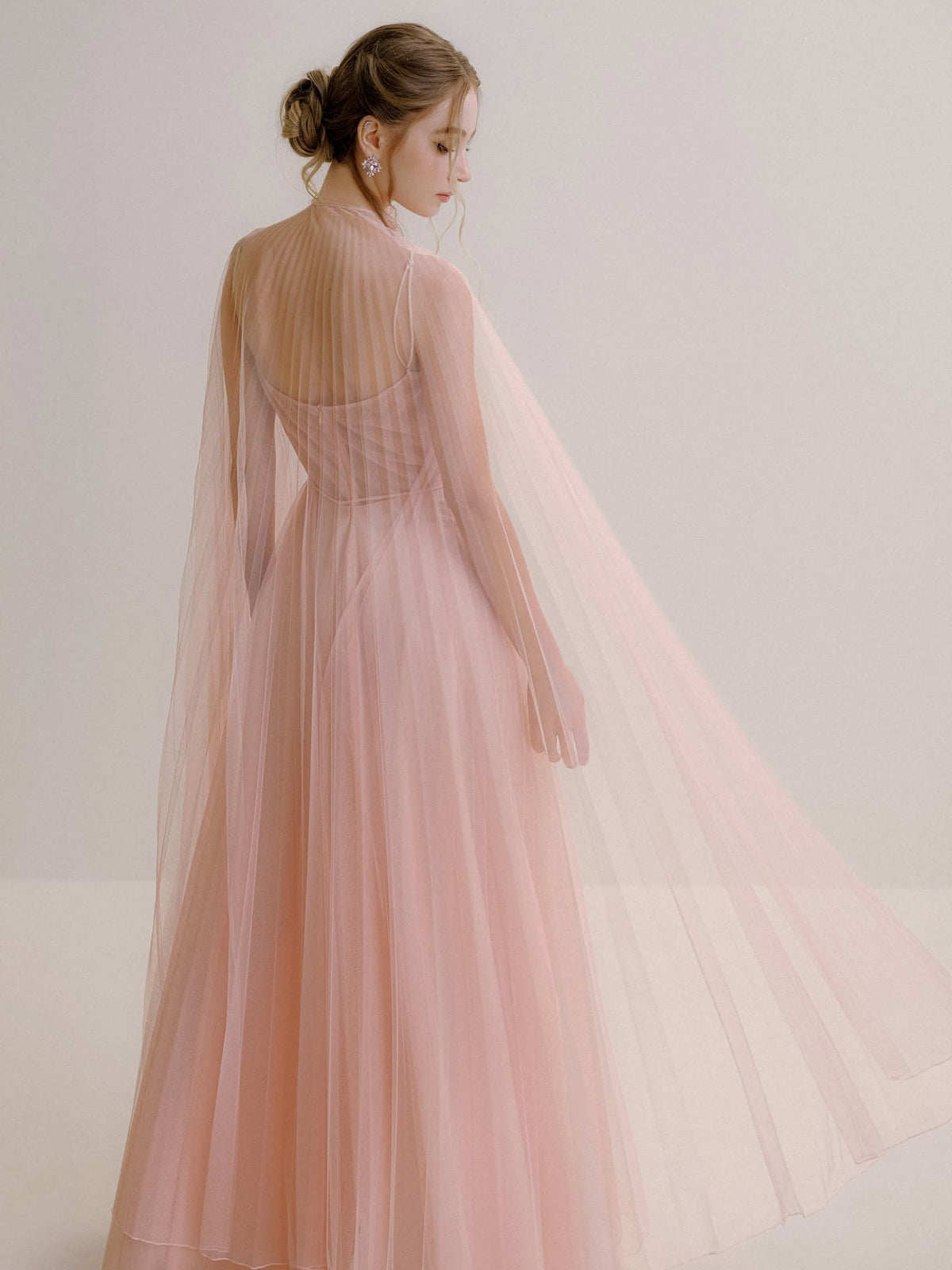 XY Bymyxy Pink Pleated Dress &amp; Cape Set
