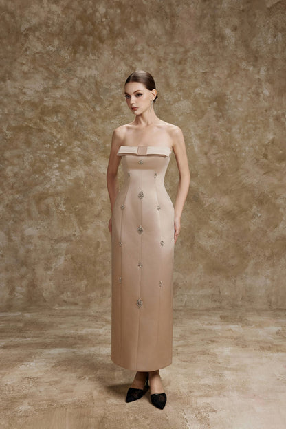 LAMORIS SERENA DRESS-Bronze Brown