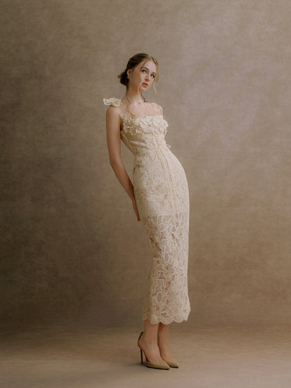 XY Bymyxy Cream Lace Body Dress