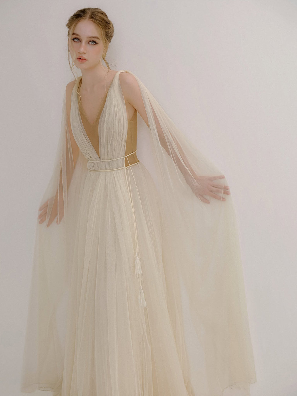 XY Bymyxy Cream Drapping Long Dress