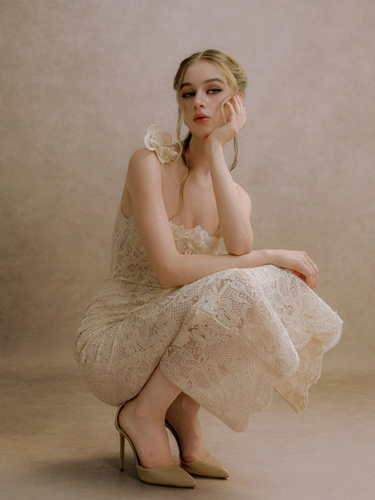 XY Bymyxy Cream Lace Body Dress