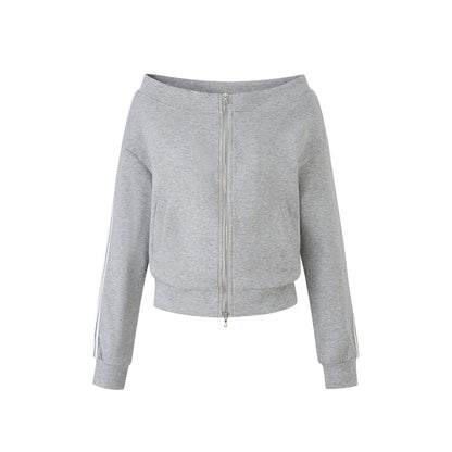 Lafreedom LAF350812+LAF350813  Sports style one shoulder zipper hoodie set