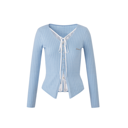 Lafreedom LAF350801 Lace patchwork fake two-piece knitted sweater