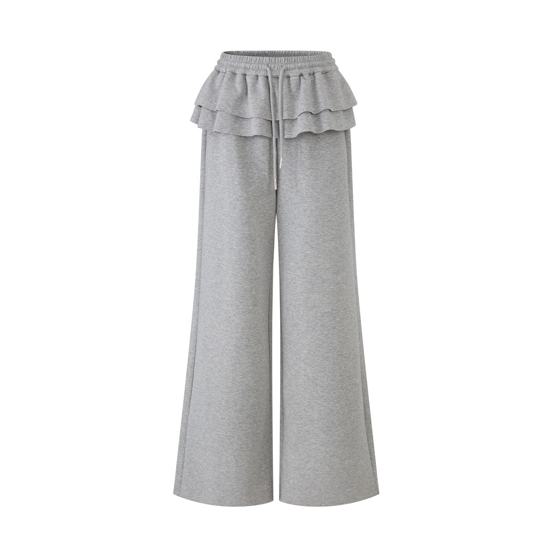 Lafreedom LAF350811 Double layered ruffled wide leg sweatpants