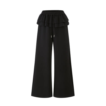 Lafreedom LAF350811 Double layered ruffled wide leg sweatpants