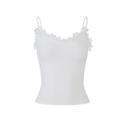 Lafreedom LAF360118&amp;LAF3601193 Lace slim strap camisole vest + knitted cardigan