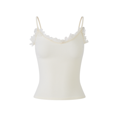 Lafreedom LAF360118&amp;LAF3601193 Lace slim strap camisole vest + knitted cardigan