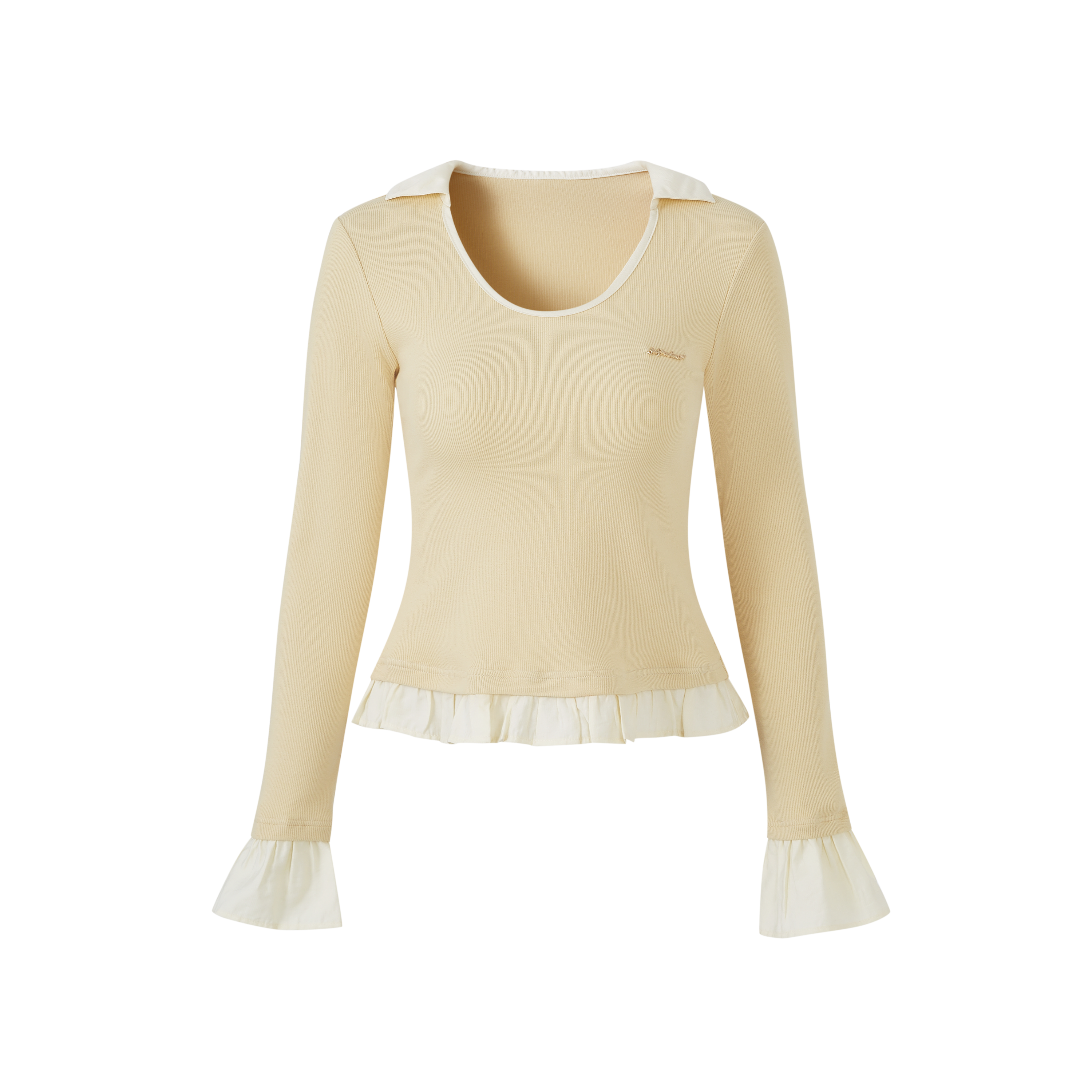 Lafreedom LAC350114 Splicing knitted top (2color)