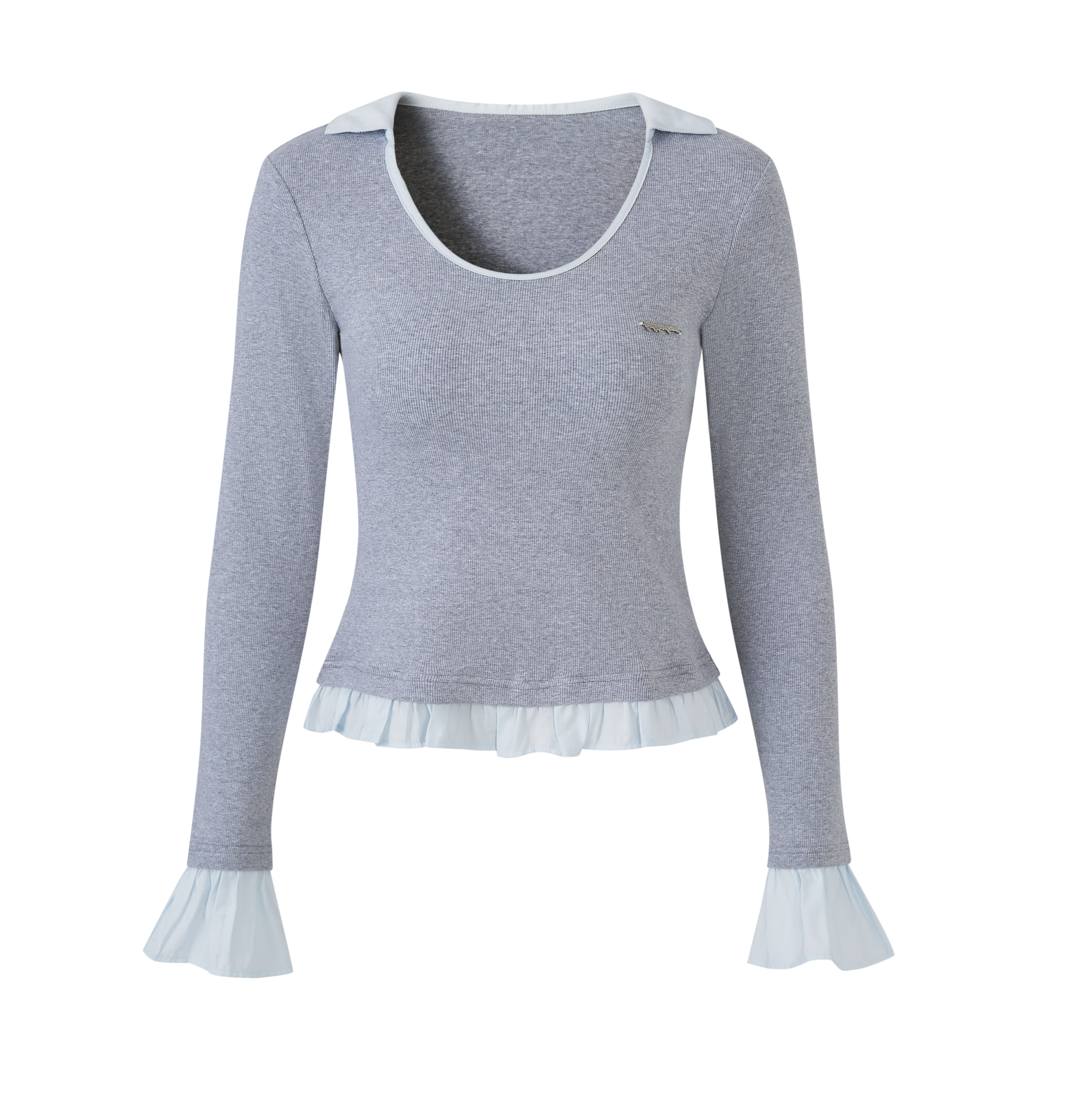 Lafreedom LAC350114 Splicing knitted top (2color)