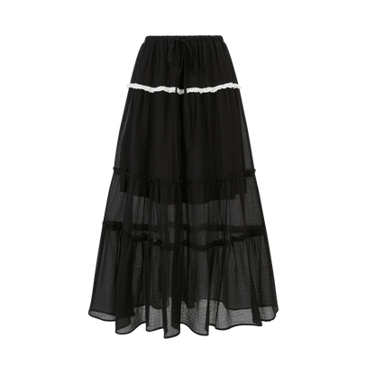 Lafreedom LAC350408&amp;LAC350409 Vacation style halter neck top+lace patchwork skirt (2color)