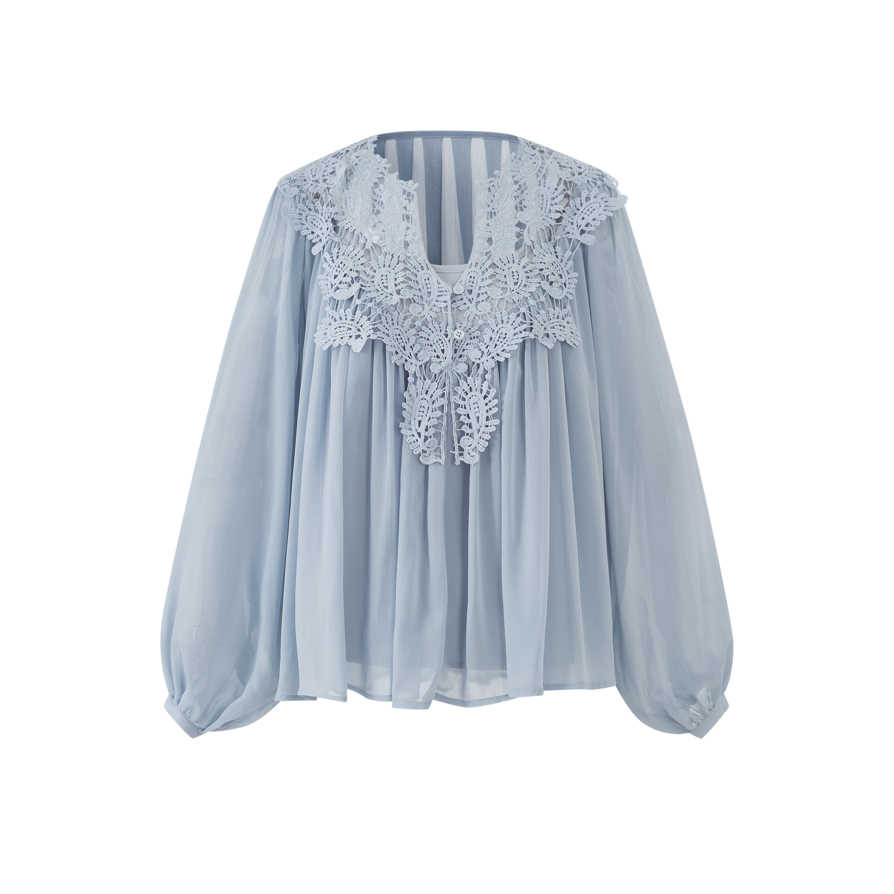 Lafreedom LAF360403 Hollow hook flower lace two-piece shirt set