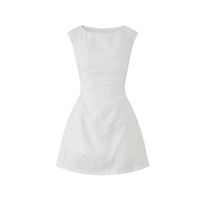 Lafreedom LAF360407 Solid color jacquard slim fit waist cinching dress