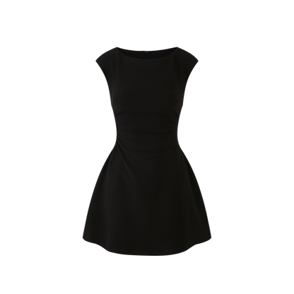 Lafreedom LAF360407 Solid color jacquard slim fit waist cinching dress