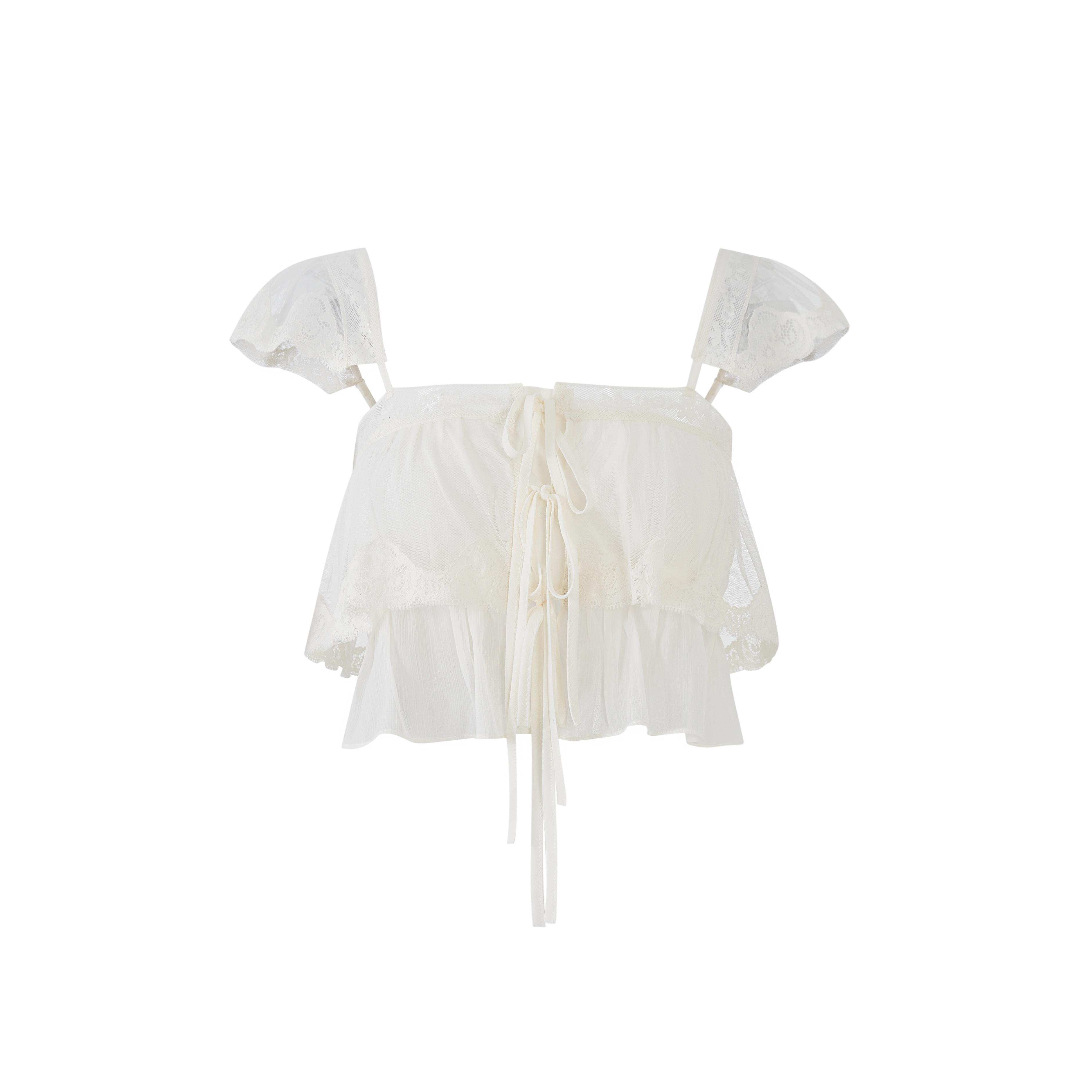 Lafreedom LAF360401&amp;LAF360402 Light gauze multi-layer ruffled lace camisole top + ruffled lace skirt