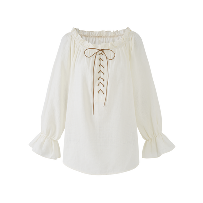 Lafreedom LAF360415 Off shoulder lotus leaf edge shirt two-piece set