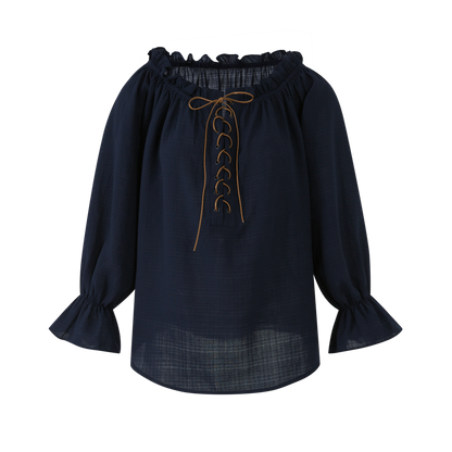 Lafreedom LAF360415 Off shoulder lotus leaf edge shirt two-piece set