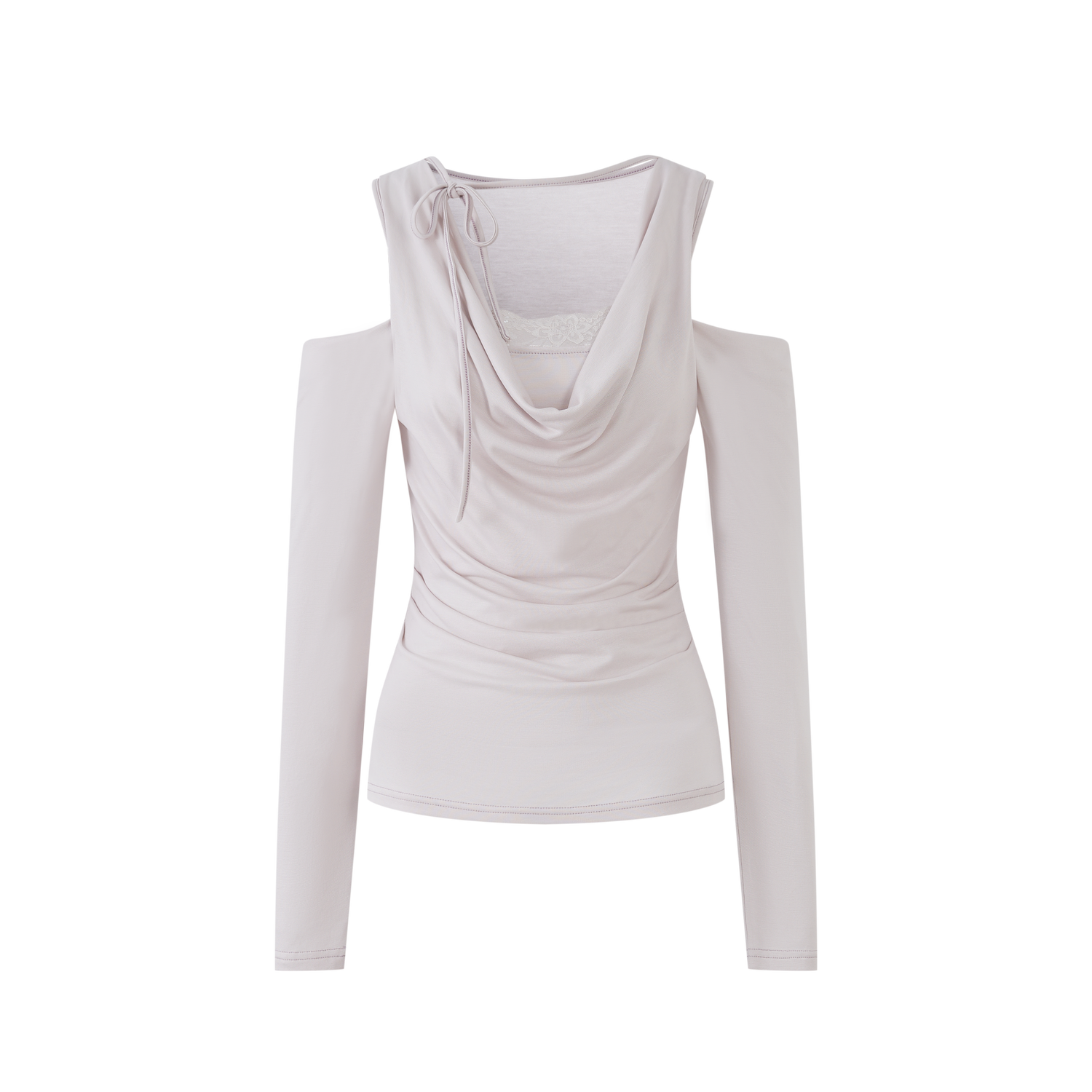 Lafreedom LAF360413 Off shoulder lace collar knit top