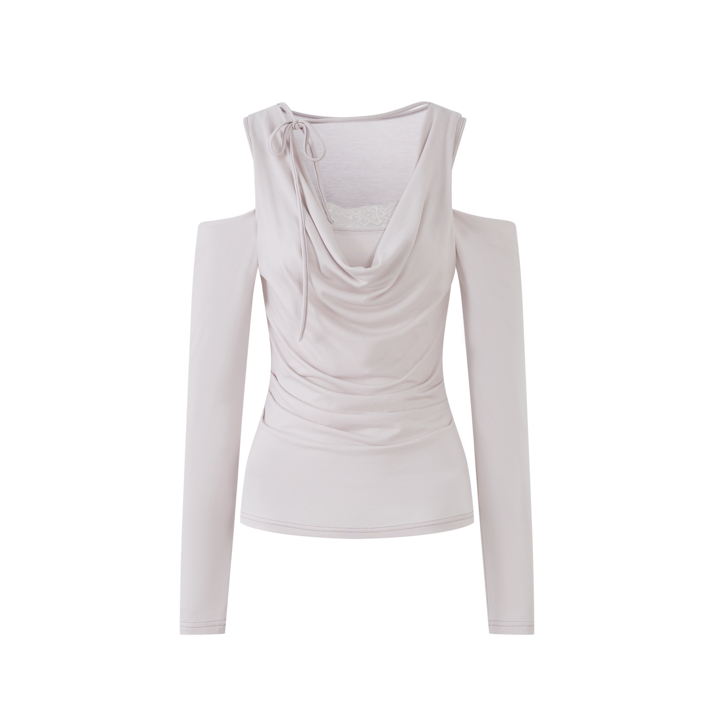 Lafreedom LAF360413 Off shoulder lace collar knit top