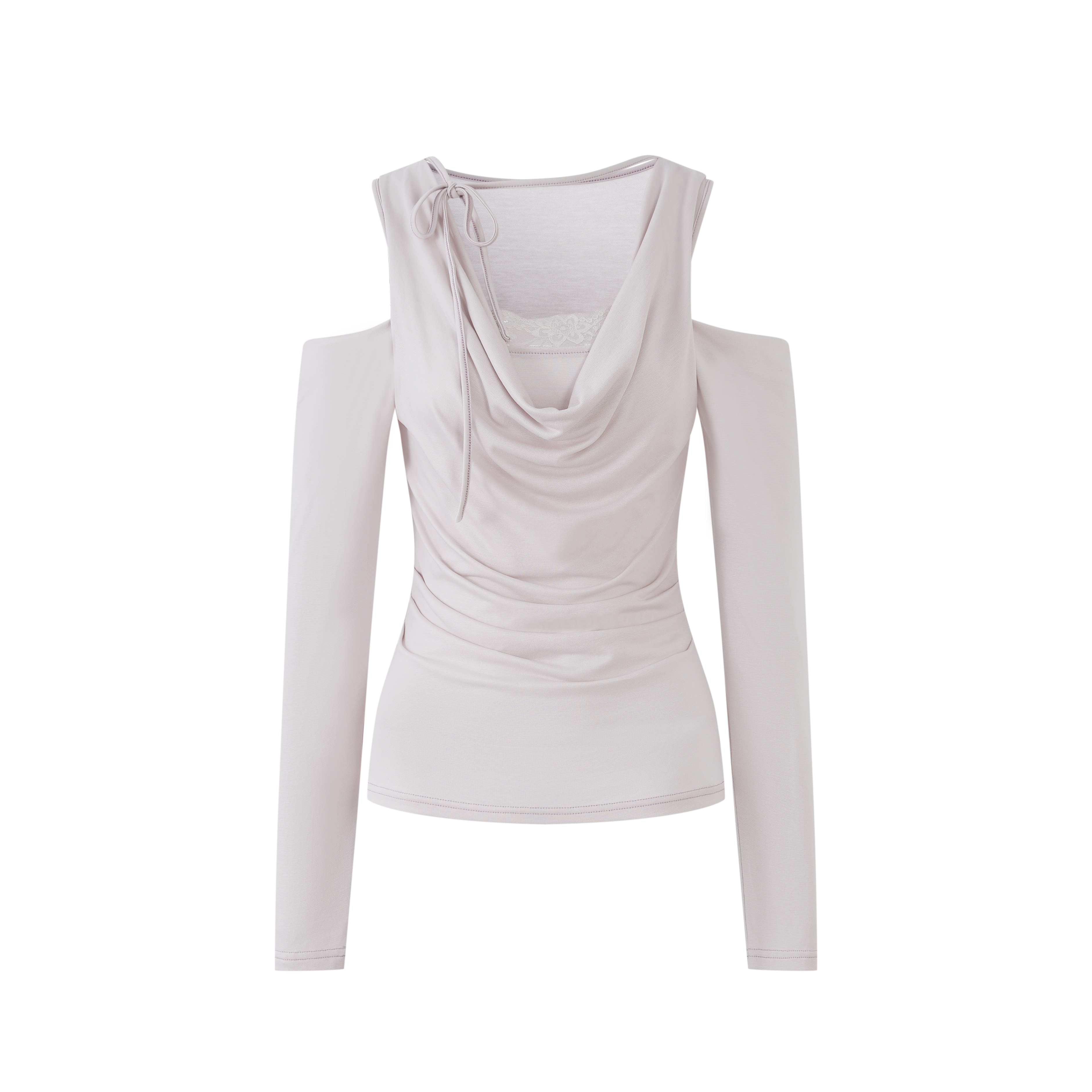Lafreedom LAF360413 Off shoulder lace collar knit top