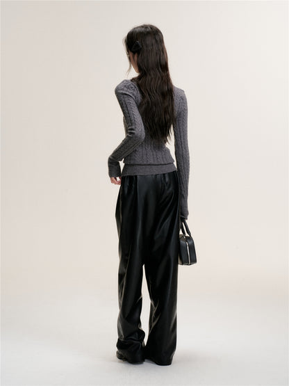 16DEWS 16D25481 Twisted floral texture fake two slim fit base top