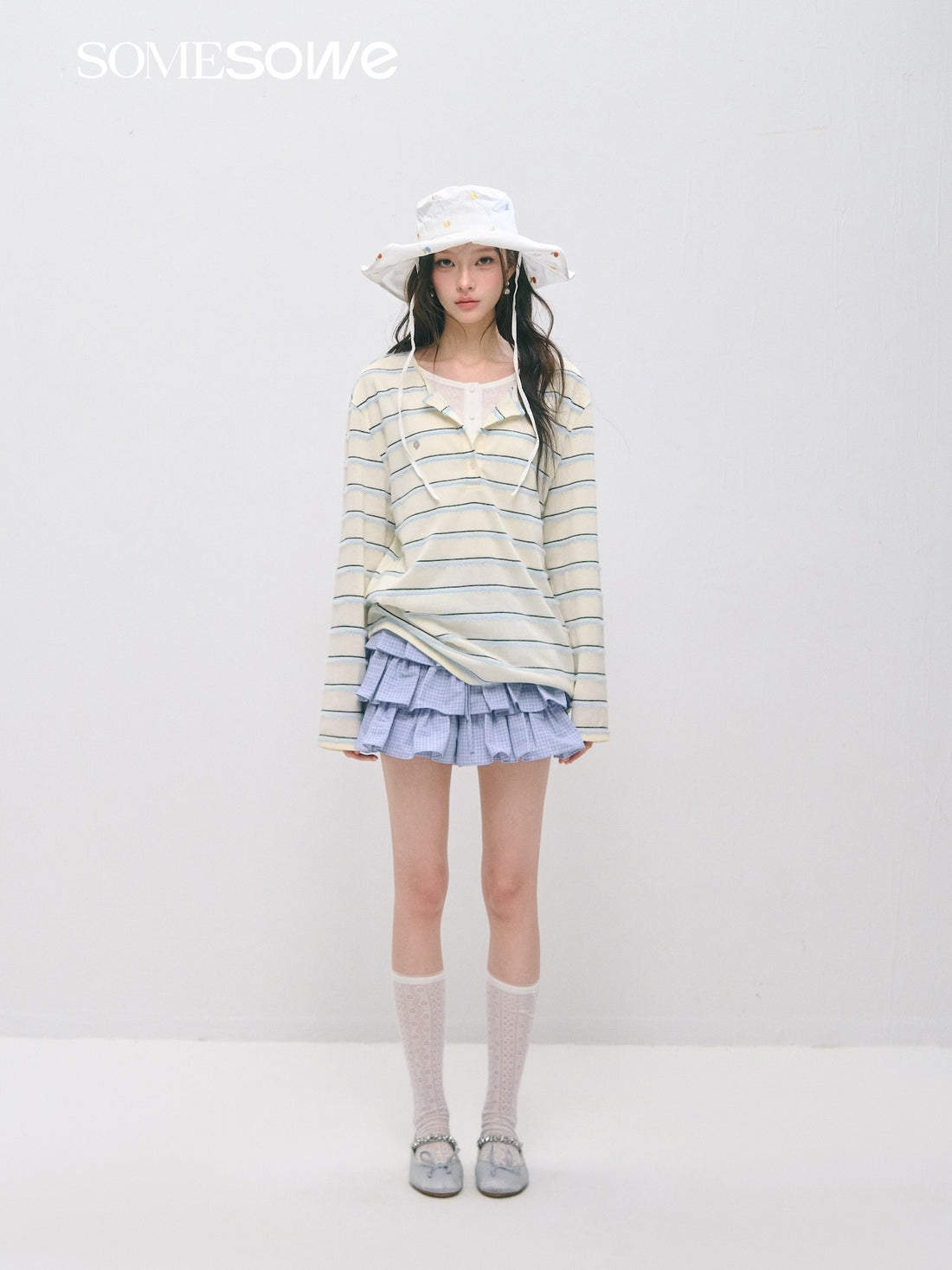 SOMESOWE S2609027 Fake two wide spaced striped tops