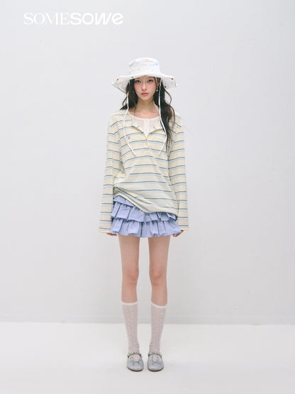 SOMESOWE S2609027 Fake two wide spaced striped tops