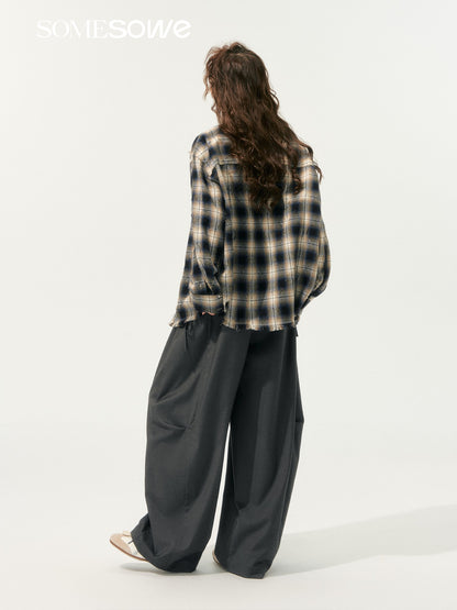 SOMESOWE S2508185 Light punk fringe plaid shirt