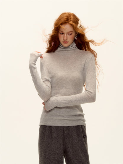 AsGony ASG25512 Wool high neck knitted versatile base sweater